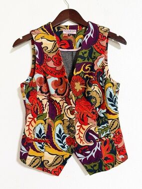Tessa Koops Floral Retro Mod Button Front Vest